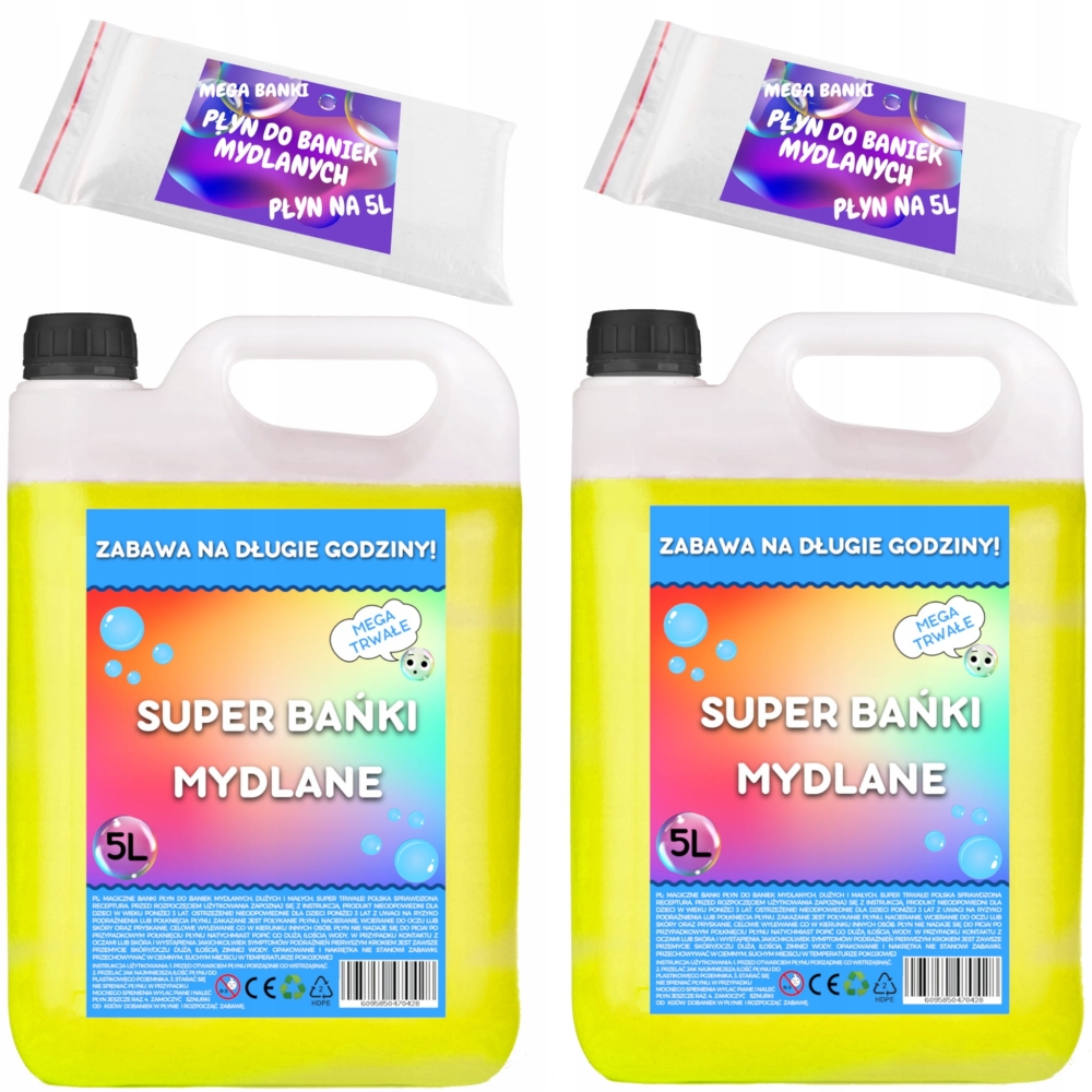 Płyn do baniek mydlanych 10L+  proszek do baniek mydlanych 10L 