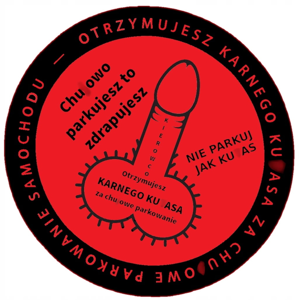 Naklejki karny kutas  7 cm trudnozrywalne