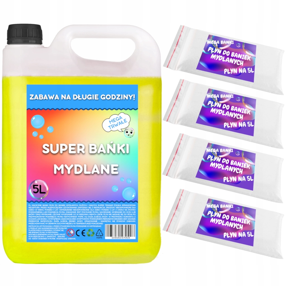 Płyn do baniek 5l + 4 proszki