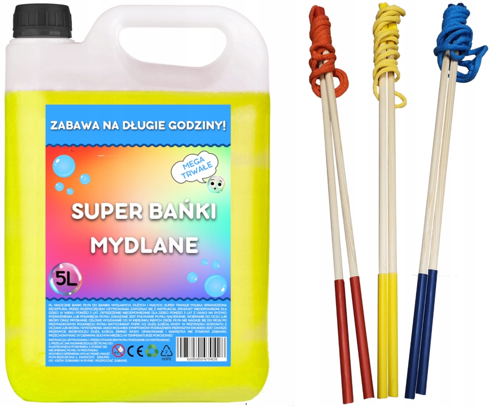 Płyn do baniek + 3 patyki