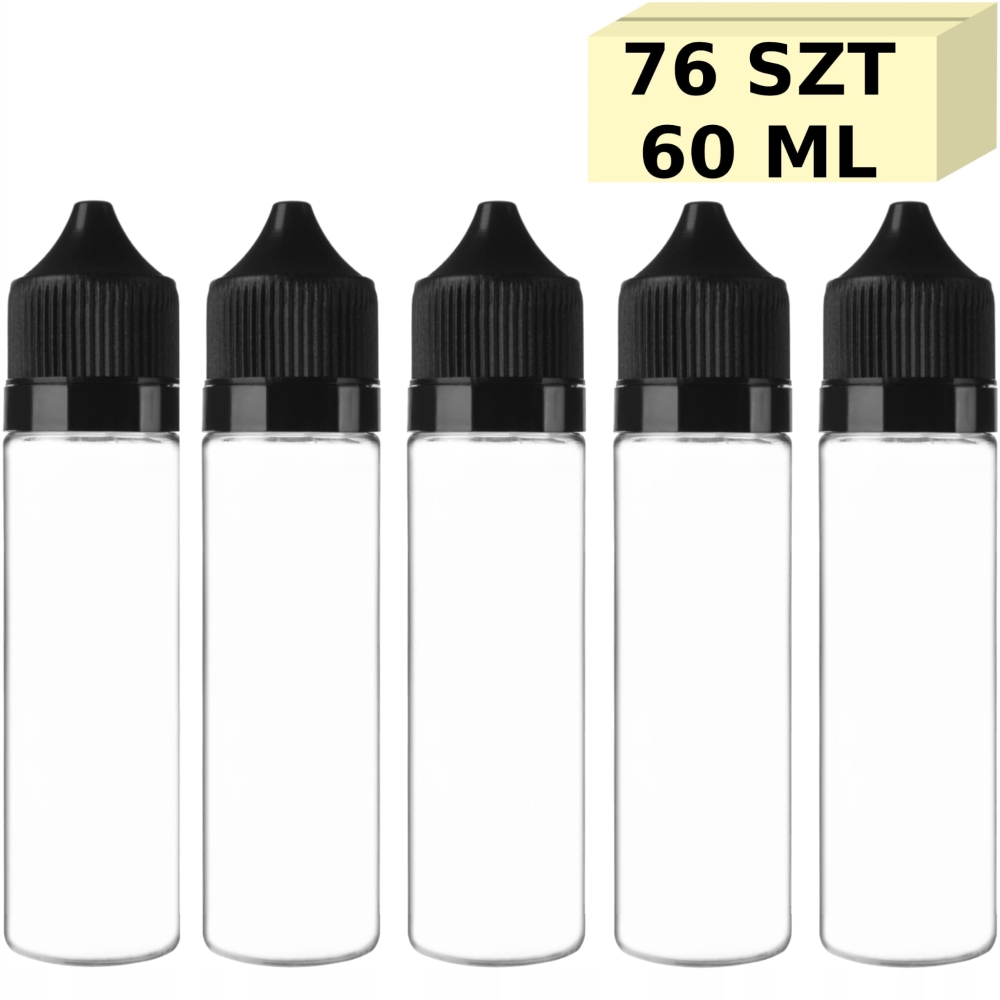 Butelka Gorilla przezroczysta 60 ml 76szt z czarnym korkiem