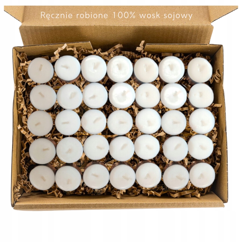 POGDRZEWACZE Z WOSKU SOJOWEGO NATURALNE BEZZAPACHOWE TEALIGHT 50 SZT